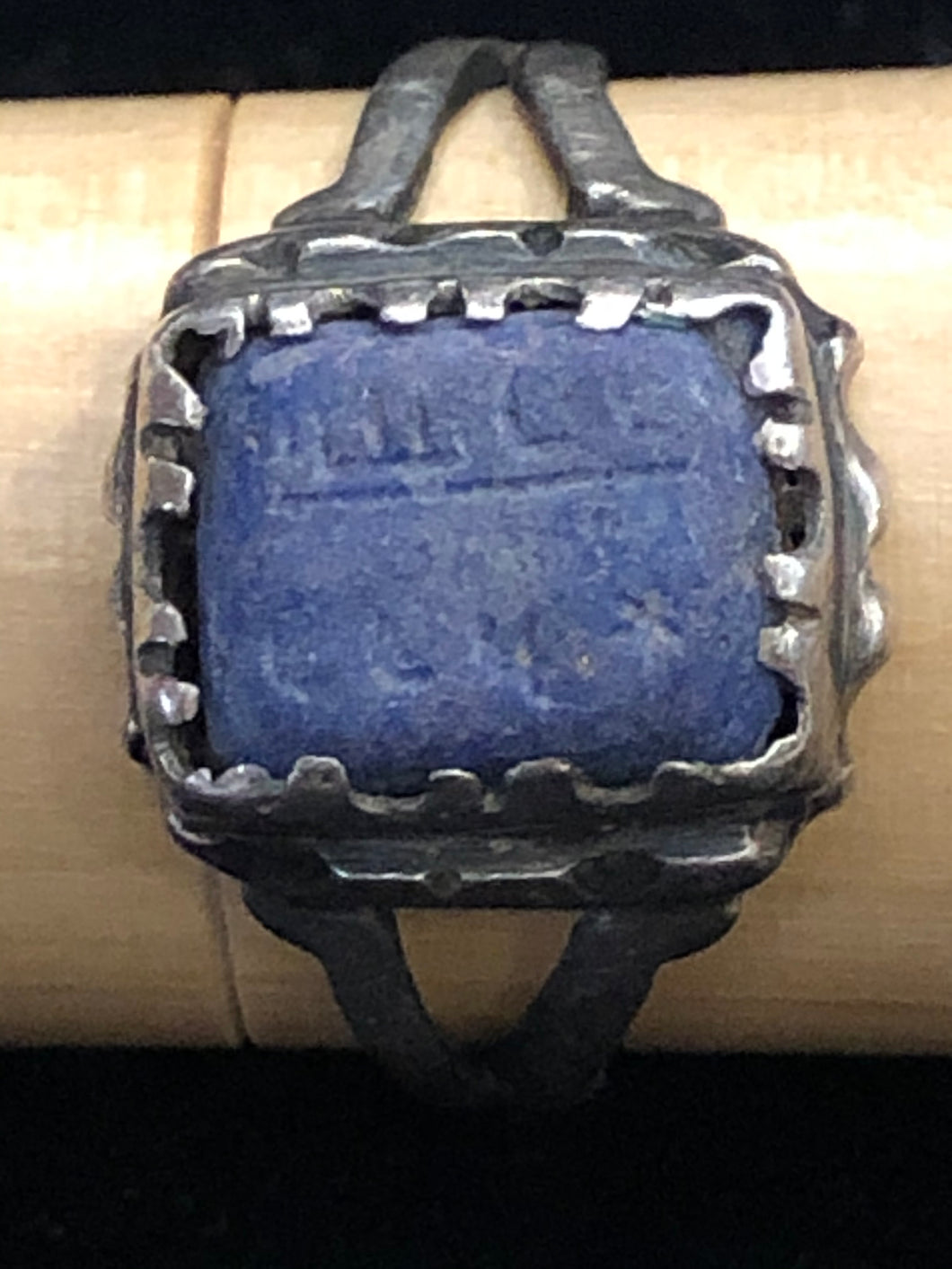 Square Blue Kufi Ring Size 9