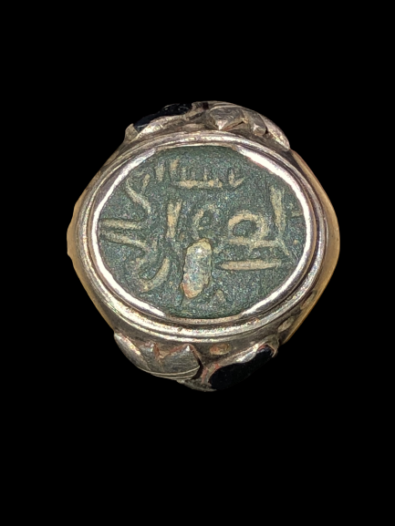 Engraved Stone Kufi Ring Size 6.75
