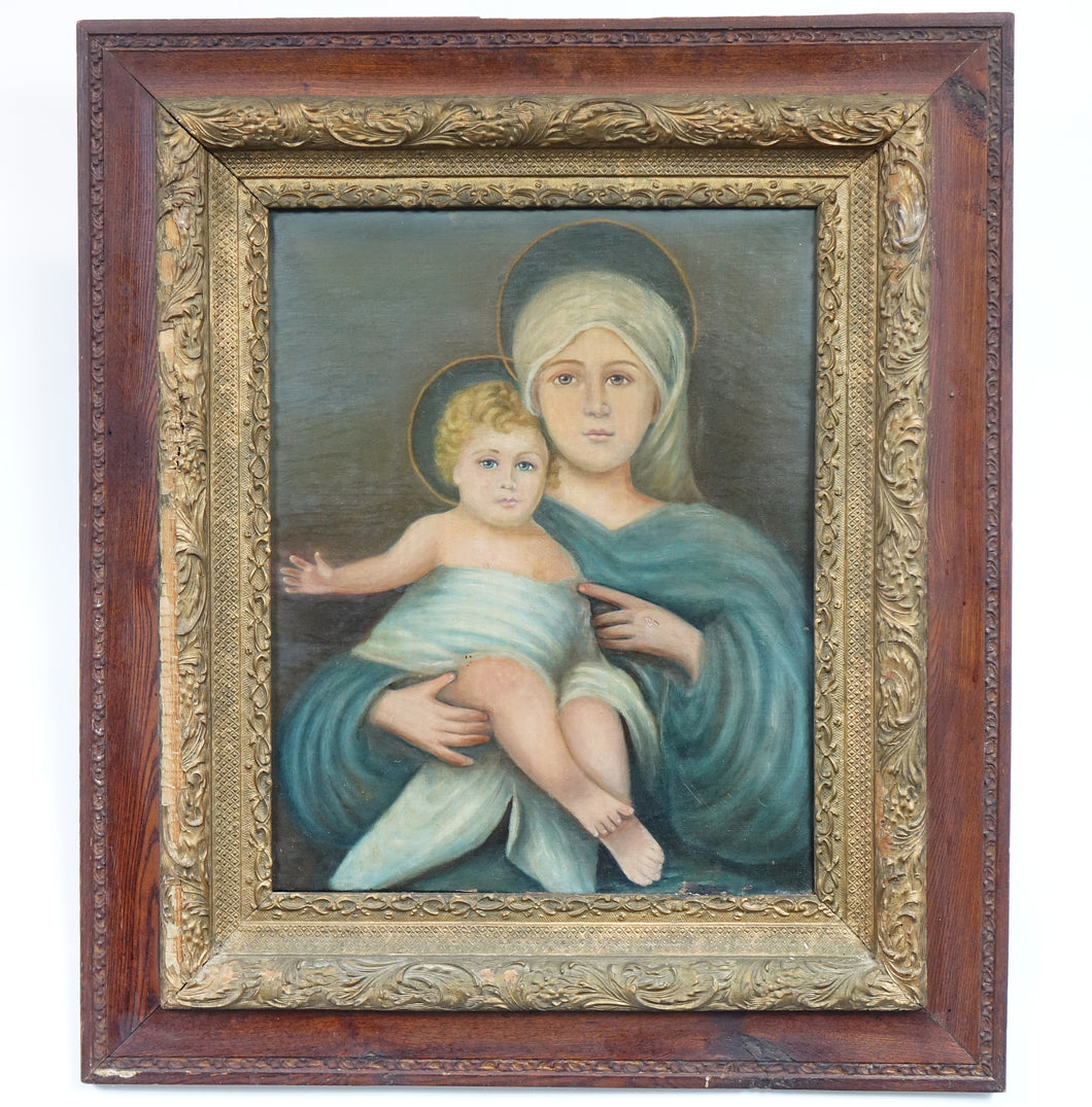 19th Century, Madonna and the Baby, Oil on Canvas