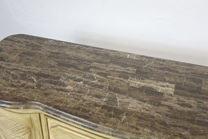 Marble Top White Wash Sideboard (62" x 22" x 40")