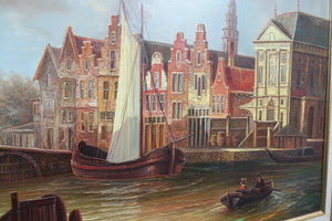 Cityscape Oil on Canvas Signed Original