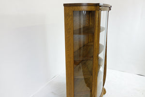 Antique French Corio Cabinet With Curved Glass (35" x 15" x 60")
