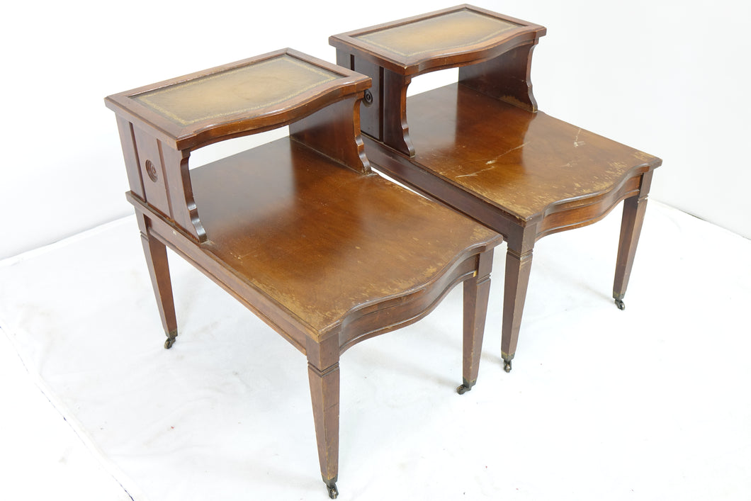 Pair of Vintage Side Tables With Leather (26