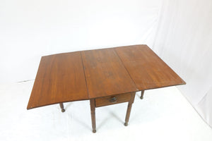 Antique All Wood Drop Leaf Table With A Drawer (38" x 22" x 27")