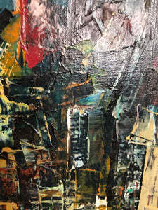 The City Abstract Oil on Canvas Signed on the Bottom