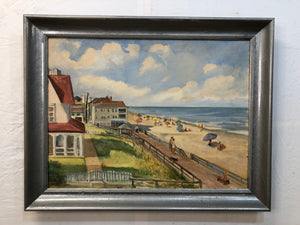 Beach Original Oil on Board Signed on the Bottom