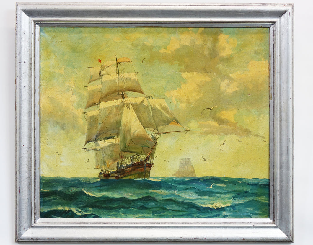 The Ship on the Ocean Oil on Board