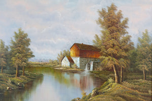 The Mill, Large Original Oil on Canvas, Signed