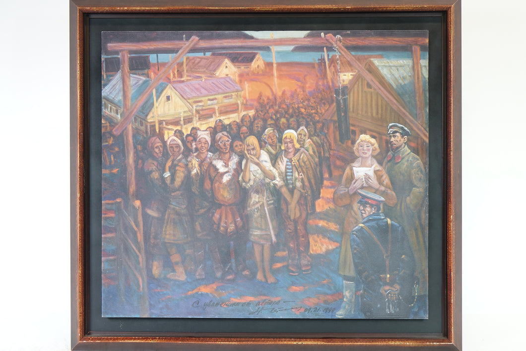 Assembly Meeting, Large Unique Original Oil on Canvas, Signed & dated