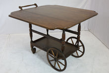 Load image into Gallery viewer, Antique All wood Serving Table On Wheels (42&quot; x 17&quot; x 28.5&quot;)
