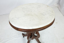 Load image into Gallery viewer, Antique Oval Table tith Marble top (25&quot; x 19.5&quot; x 30&quot;)
