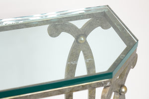 Beautiful Modern Metal And Glass Side Table (45.5" x 13.5" x 34.25")