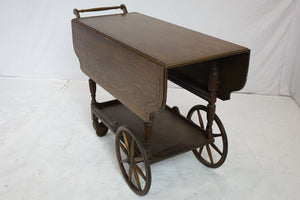 Antique All wood Serving Table On Wheels (42" x 17" x 28.5")