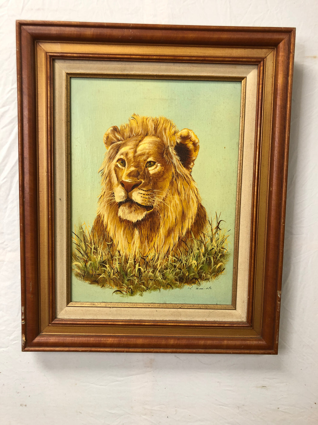 Lion Oil on Canvas Signed on the Bottom